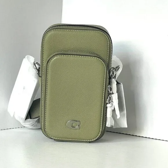 Coach Phone Crossbody Bag CP272 Crossgrain Leather Moss Pockets Unisex ORGPKG - Picture 12 of 12